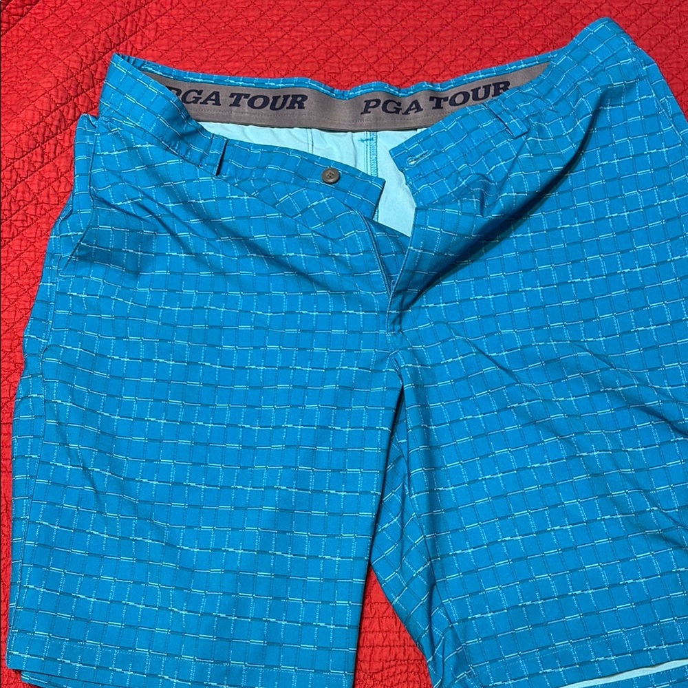 PGA Tour Blue Checkered Shorts